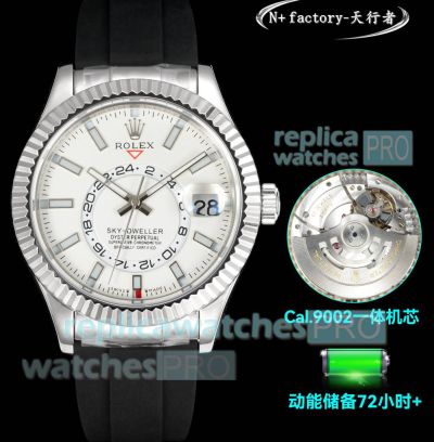 Swiss Clone N+ Rolex Sky-Dweller Gain Weight Oysterflex Strap White Face 9002 Watch 